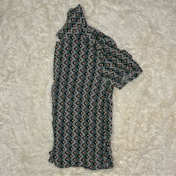 Denim&Flower casual, button-down, short sleeve shirt, XL geometric pattern - Picture 3 of 4
